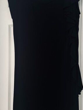 Ella Moss Black Ruffle Side Midi Dress Hook & Eye Detail Size M